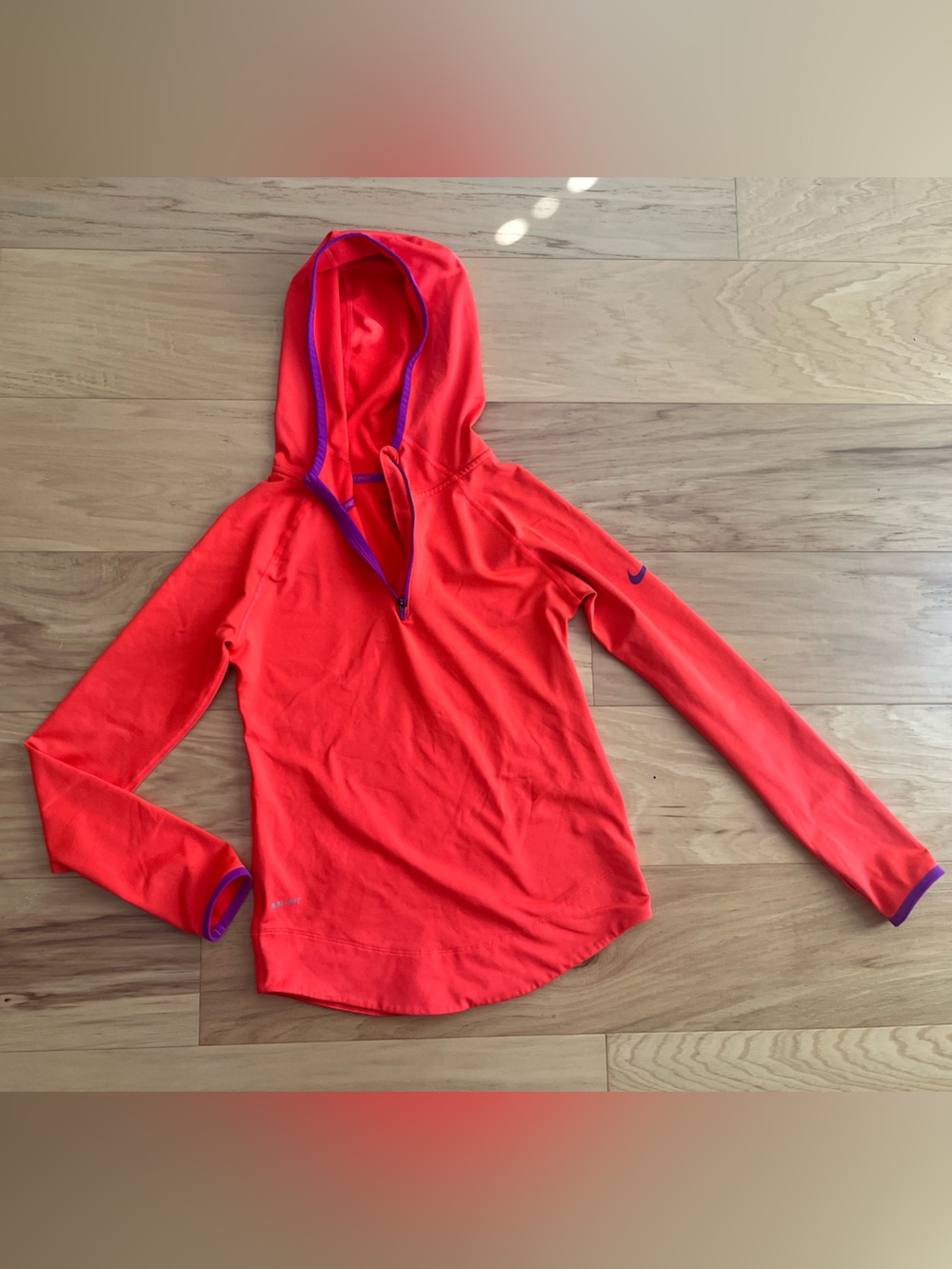 Nike Kids Orange Half-Zip Hoodie with Purple Trim